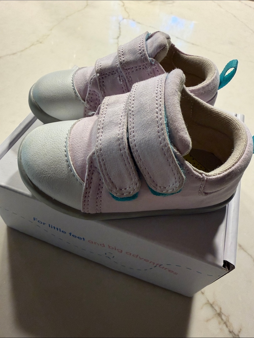Toddler Walker Shoes, Ten Little Size US 4.5, in Light Purple and White.